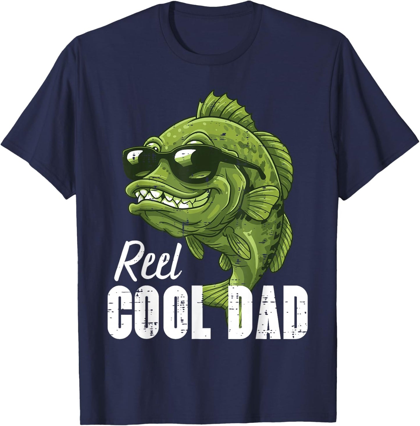Fathers Day Fishing Reel Cool Dad Fun Bass Papa Daddy Angler T-Shirt - T-Shirt | Navy