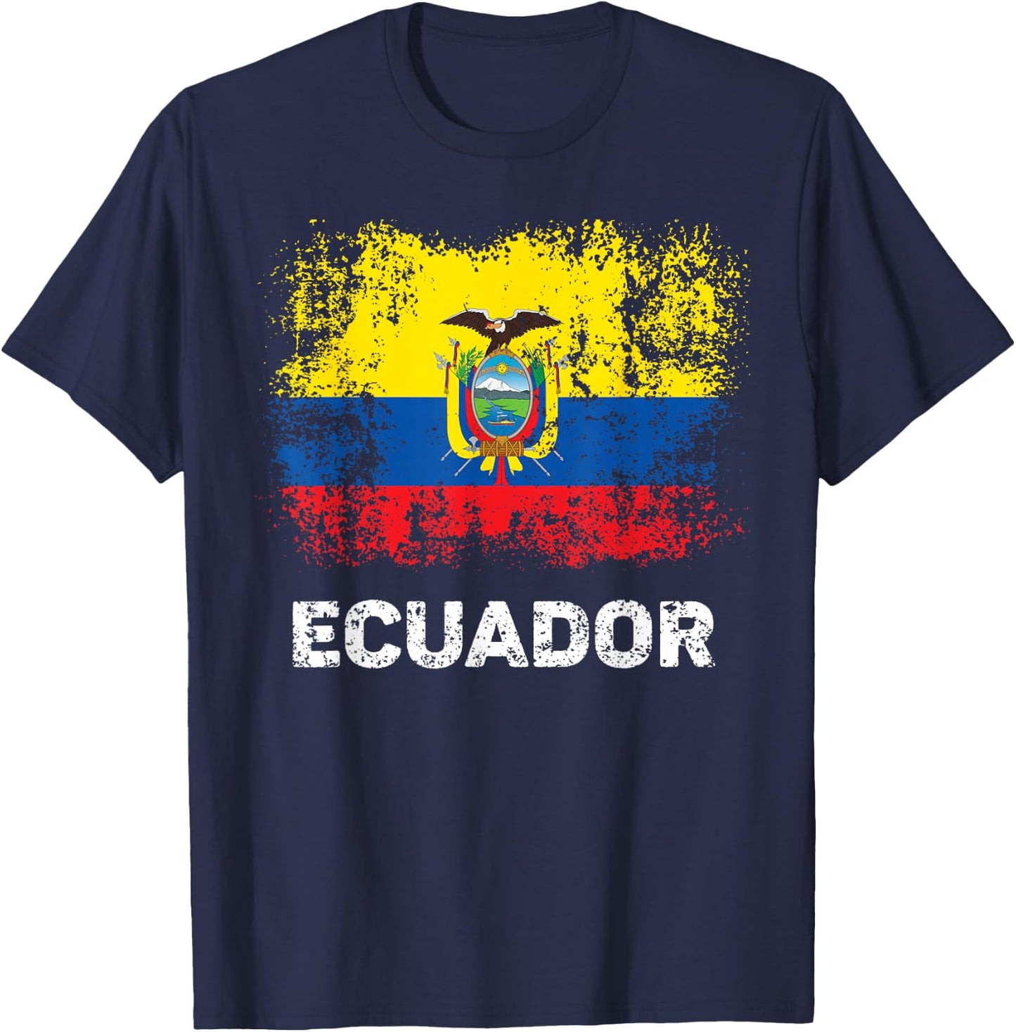 Vintage Ecuadorian Flag Shirt Patriotic Ecuador Flag T-Shirt - T-Shirt | Navy