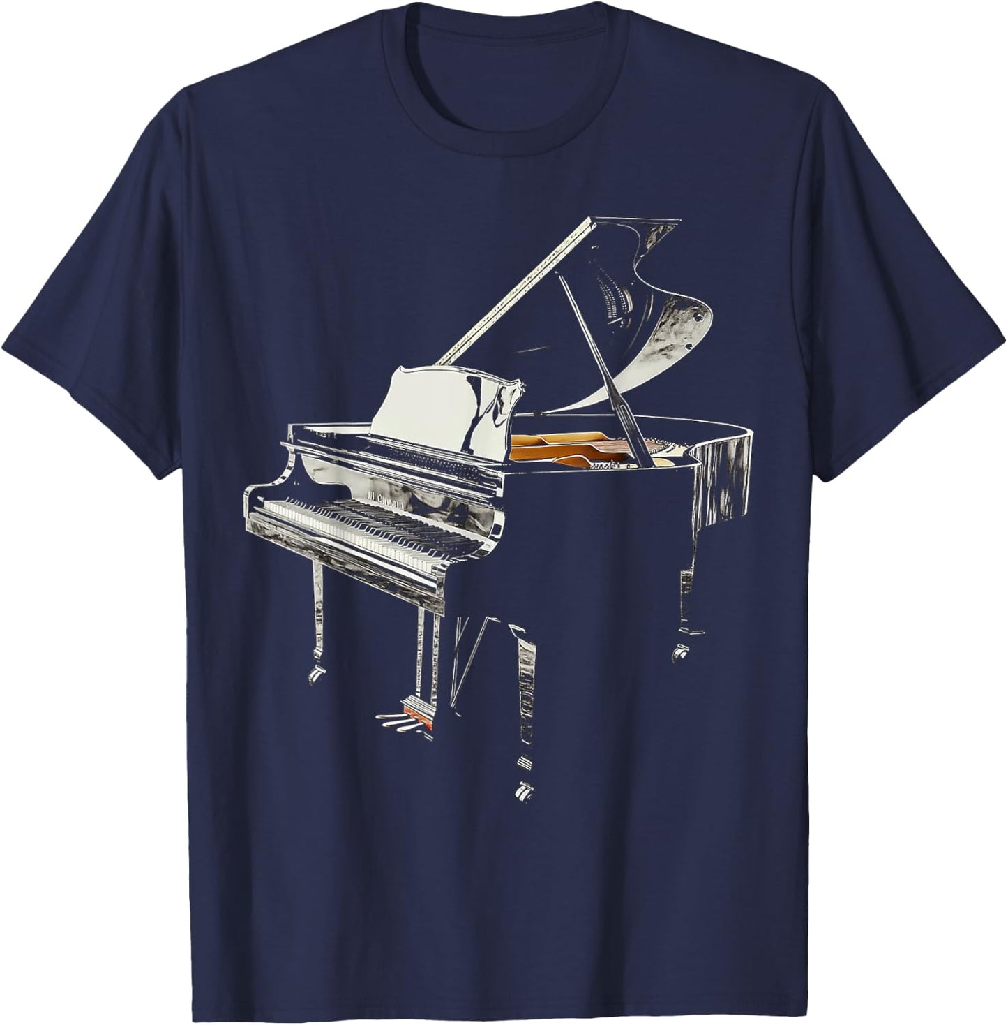 Grand Piano Music Instrument Motif Illustration Grand Piano T-Shirt - T-Shirt | Navy
