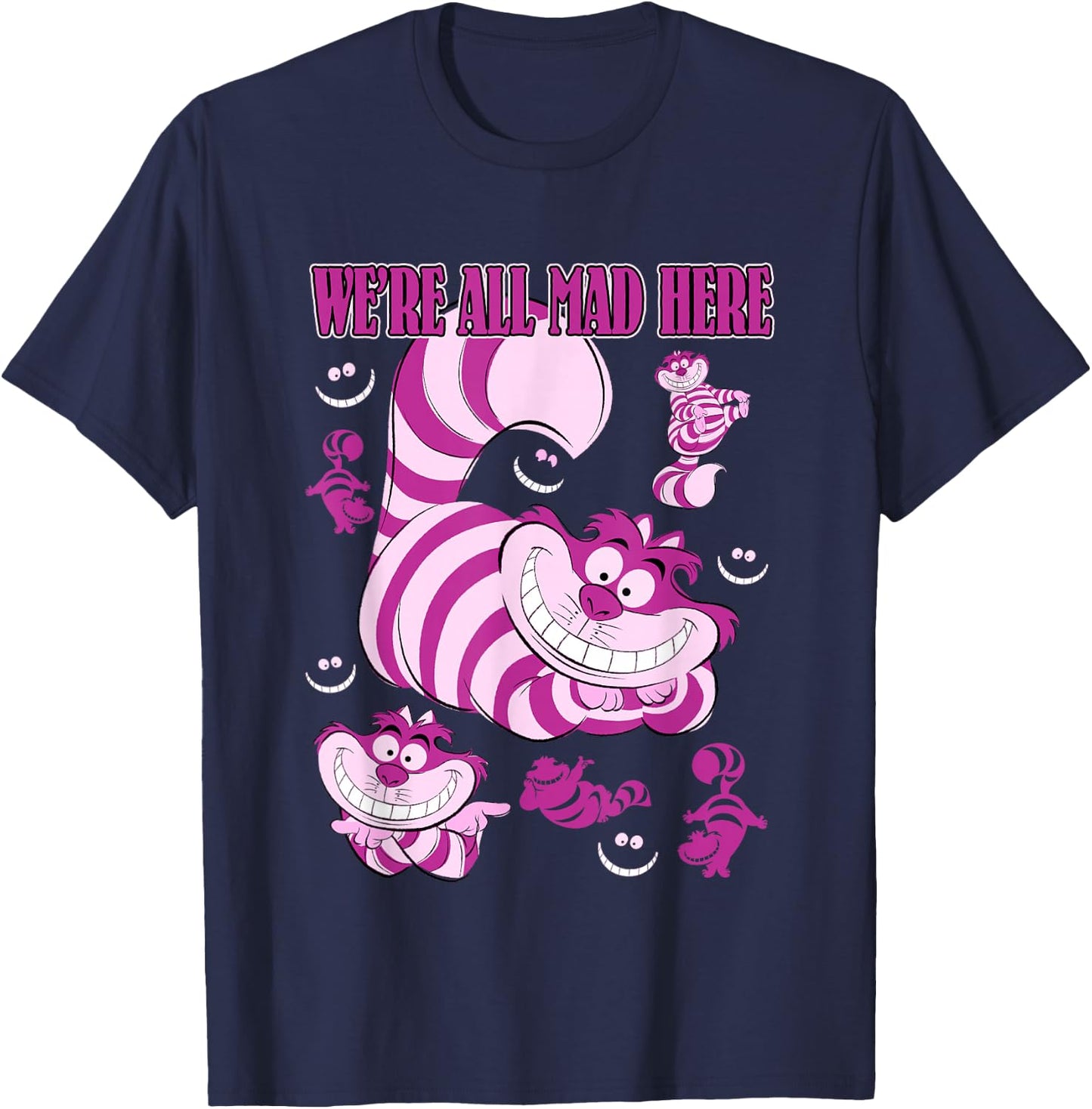 Disney Alice in Wonderland Cheshire Cat We're All Mad Here T-Shirt - T-Shirt | Navy