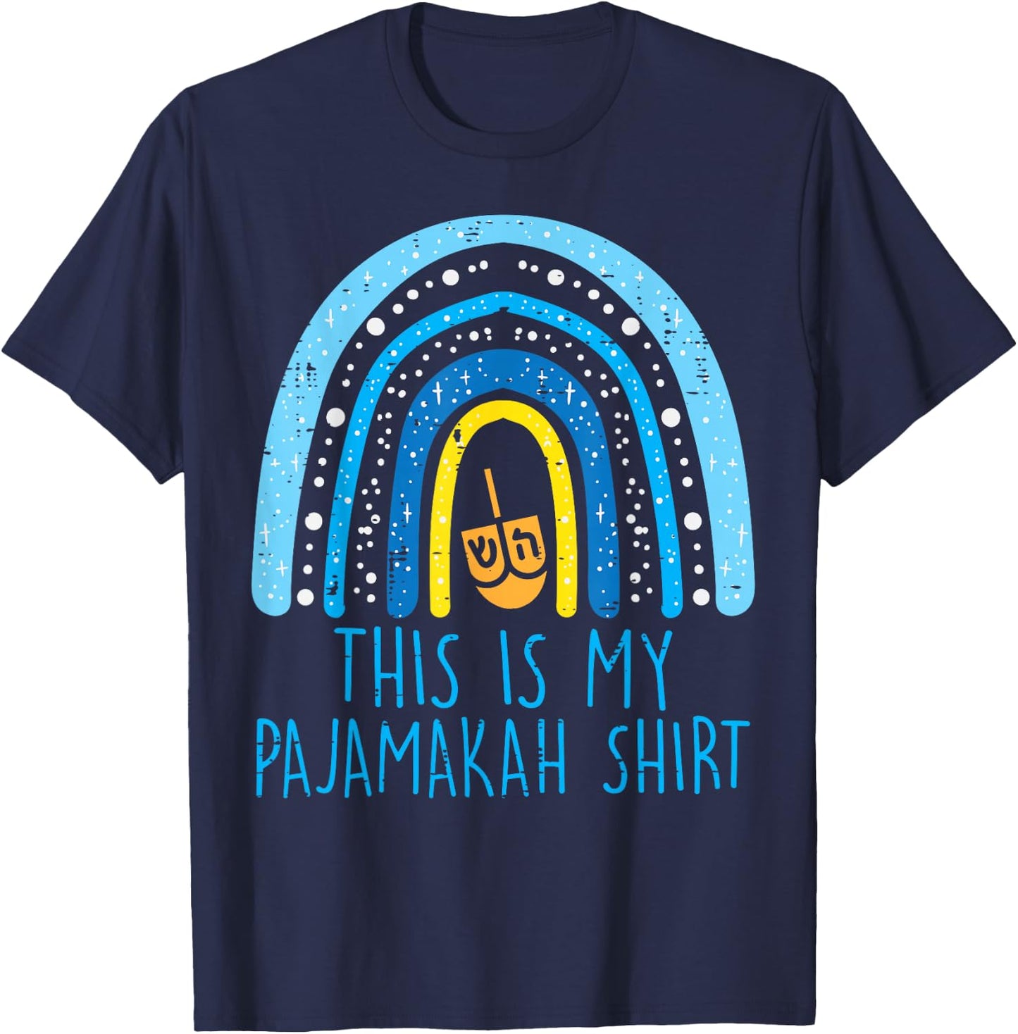 This Is My Pajamakah Shirt Rainbow Hanukkah PJs Women Children T-Shirt - T-Shirt | Navy