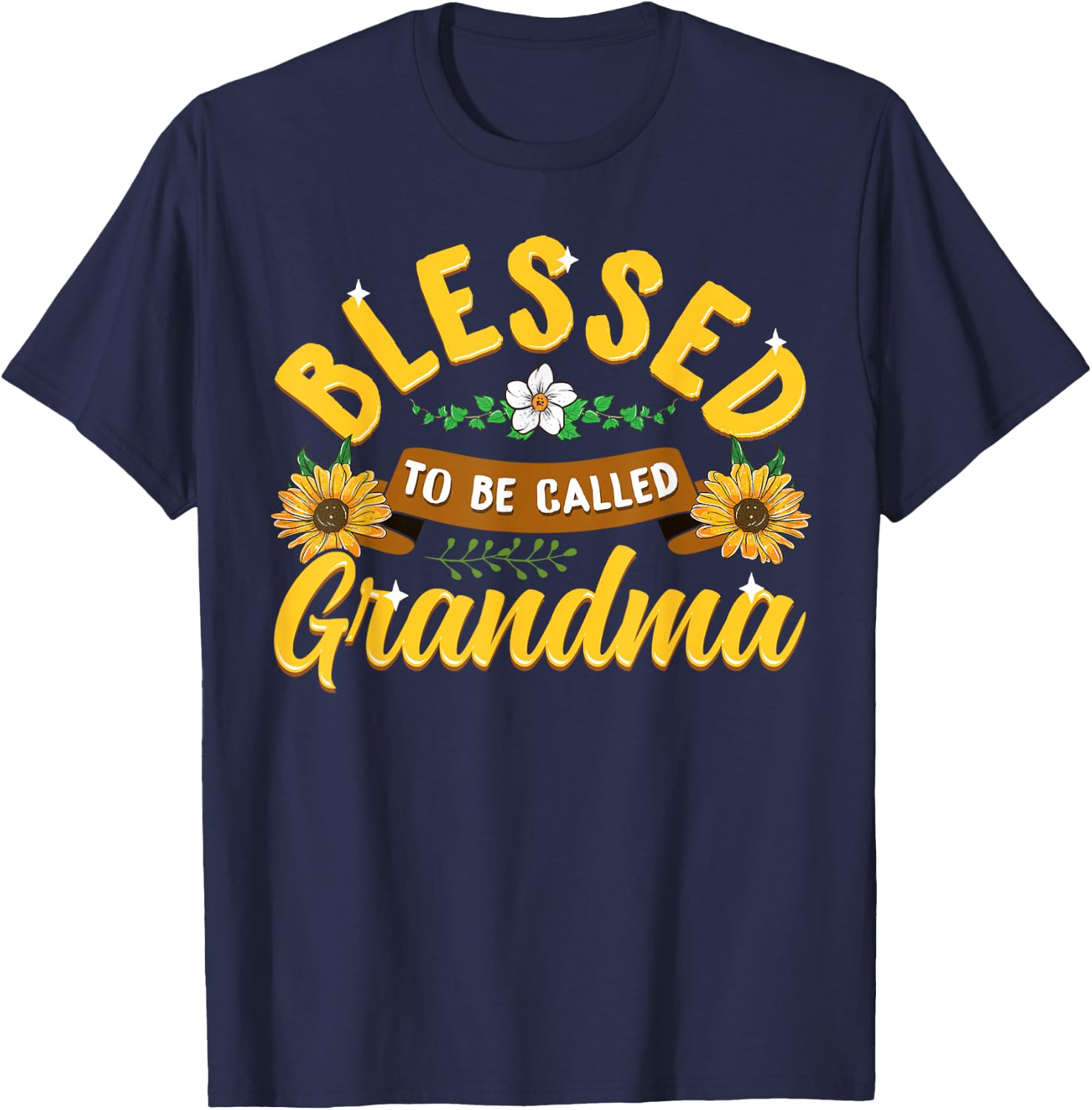Blessed To Be Called Grandma Cute Sunflower Mothers Day Gift T-Shirt - T-Shirt | Navy