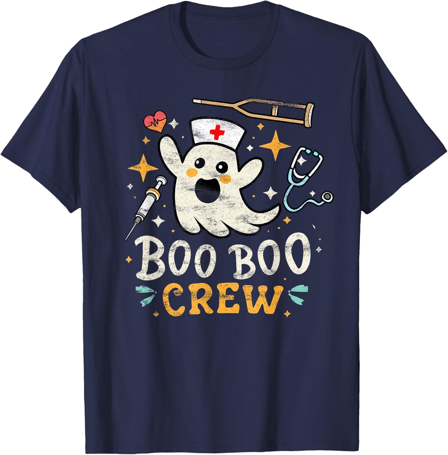 Boo Boo Crew - Halloween Nurse Costume Ghost Medic Doctor T-Shirt - T-Shirt | Navy
