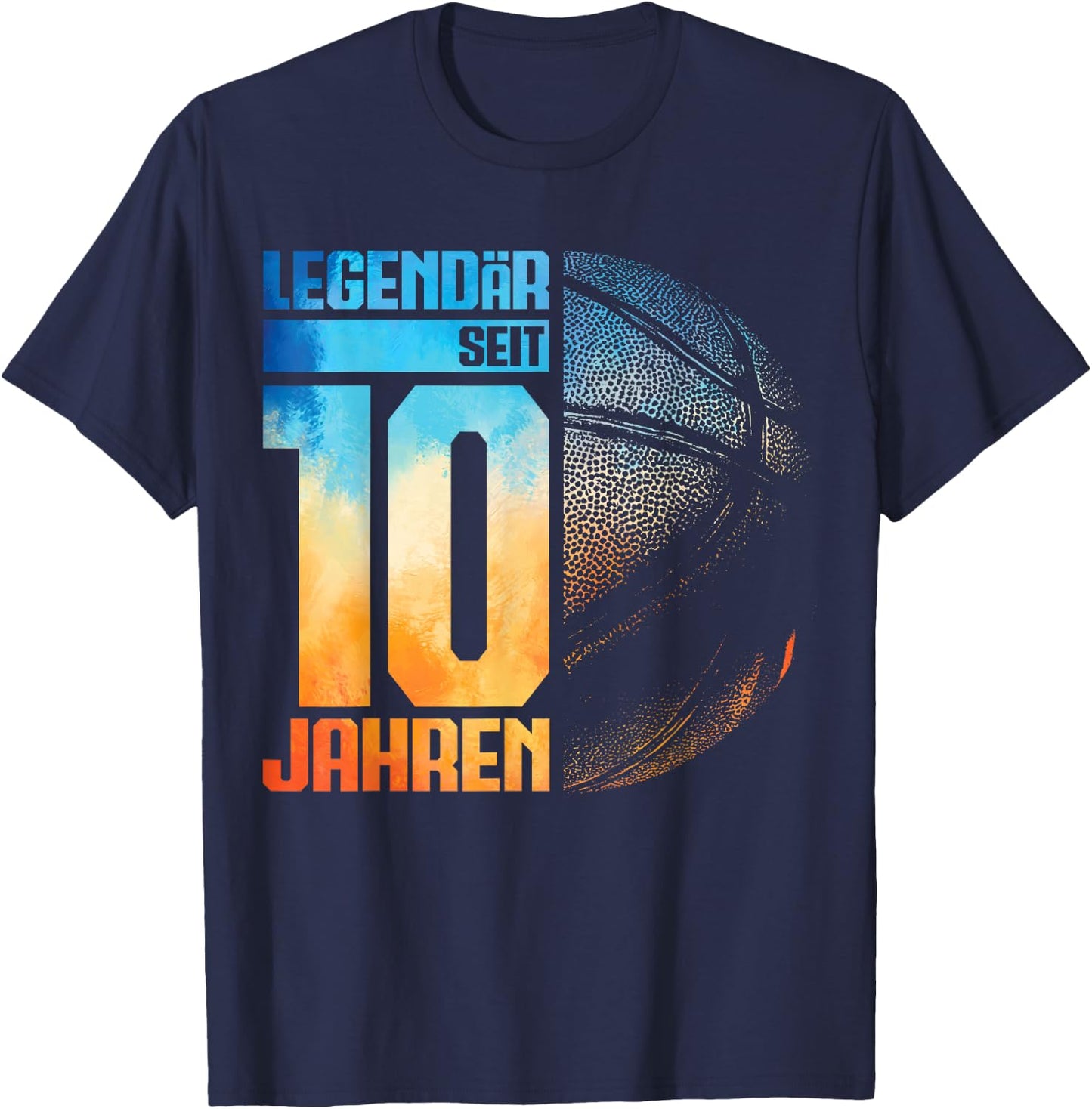 10th Birthday Retro Basketball Player 10 Years Boy Child , black T-Shirt - T-Shirt | Navy