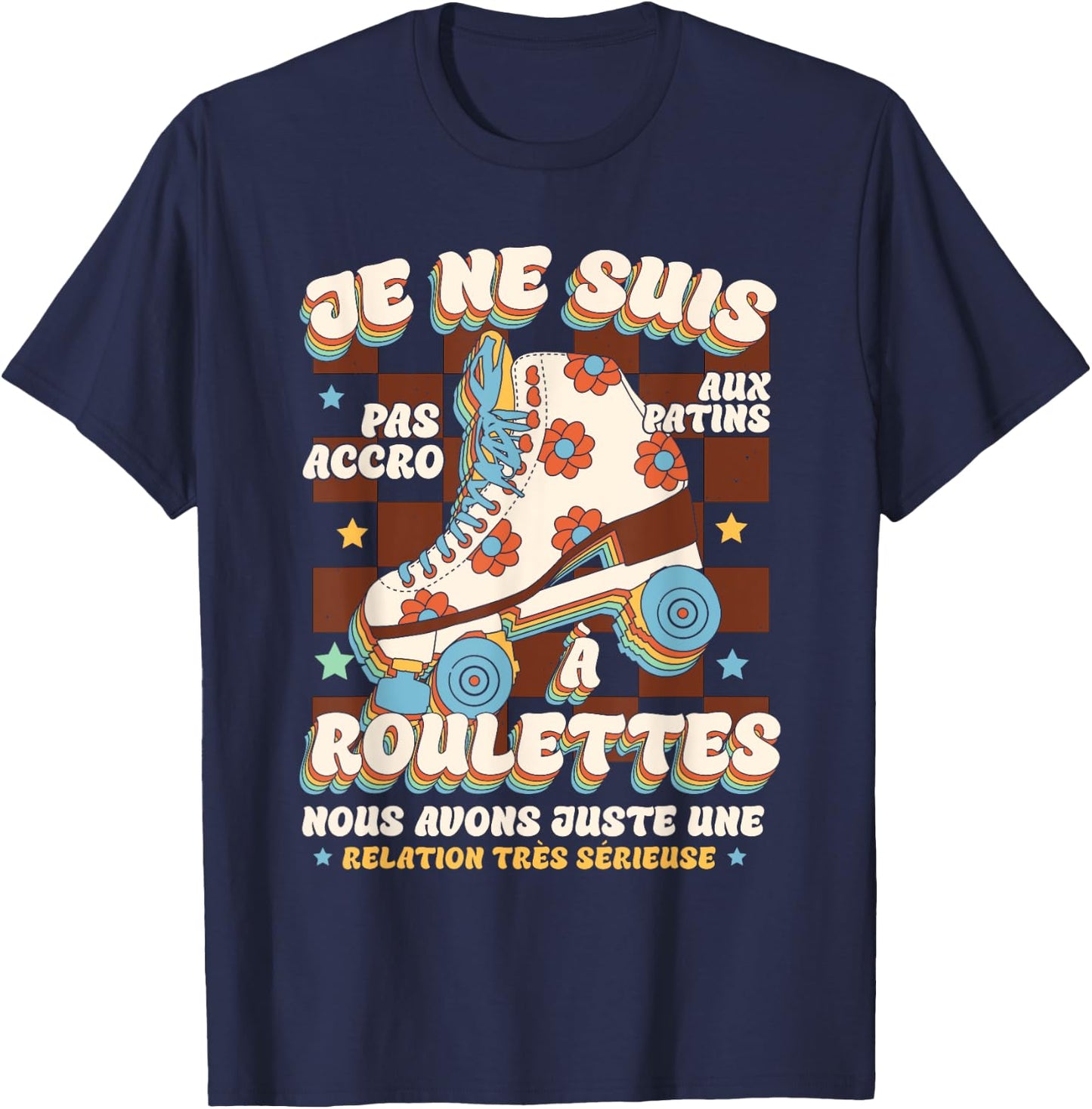 Skater Roller Skates Roller Skate Skating , Black, S T-Shirt - T-Shirt | Navy