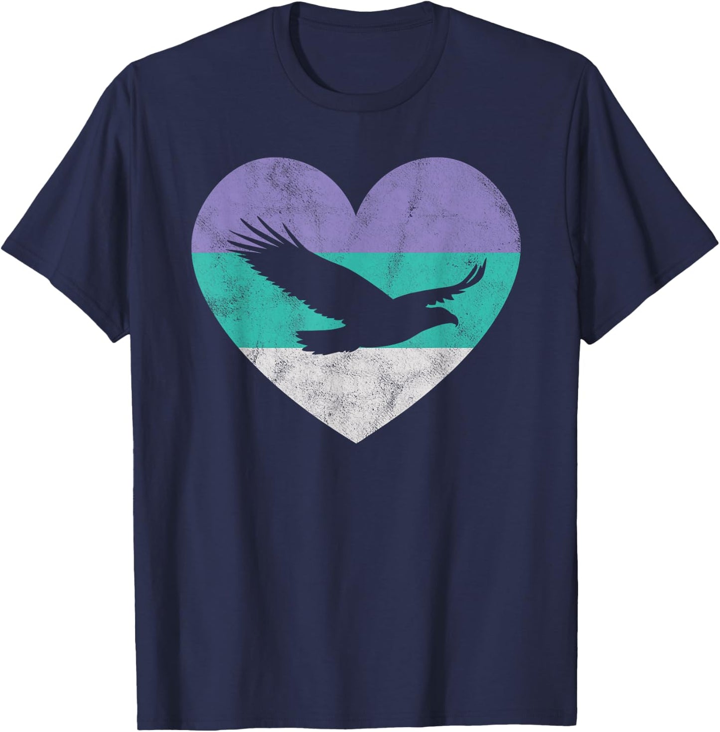 Animal Pet Shirts And Retro Vintage Gifts Women's Black Bald Eagle Heart T-Shirt - T-Shirt | Navy