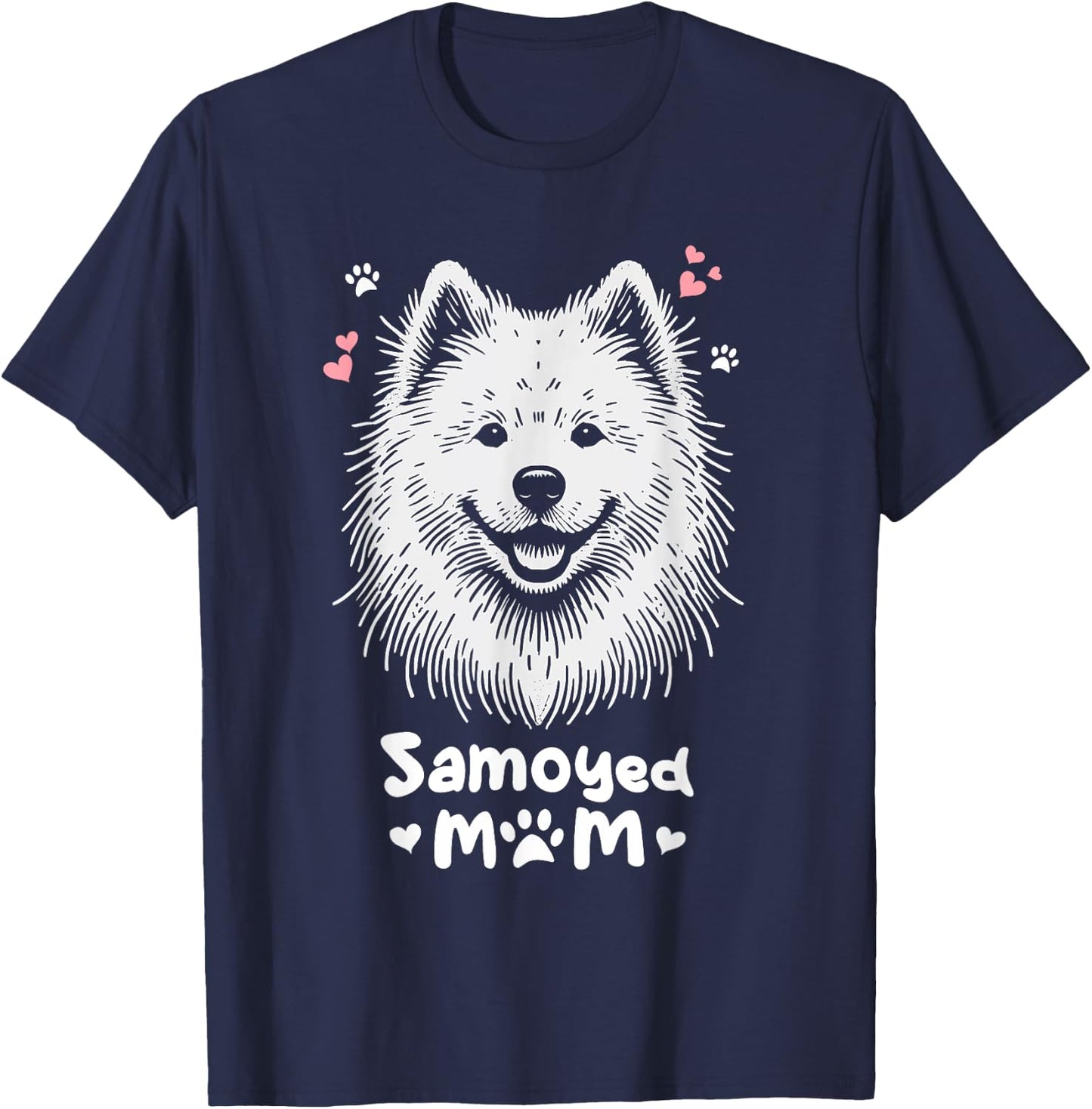 Samoyed Mom Sammies Dog , Black, S T-Shirt - T-Shirt | Navy