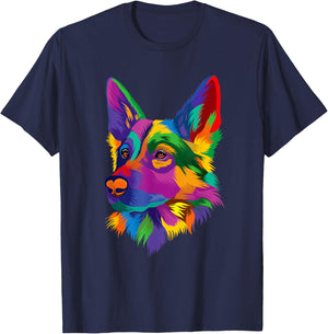 Colorful German Shepherd Pop Art - Dog Lover Pet Owner T-Shirt - T-Shirt | Navy