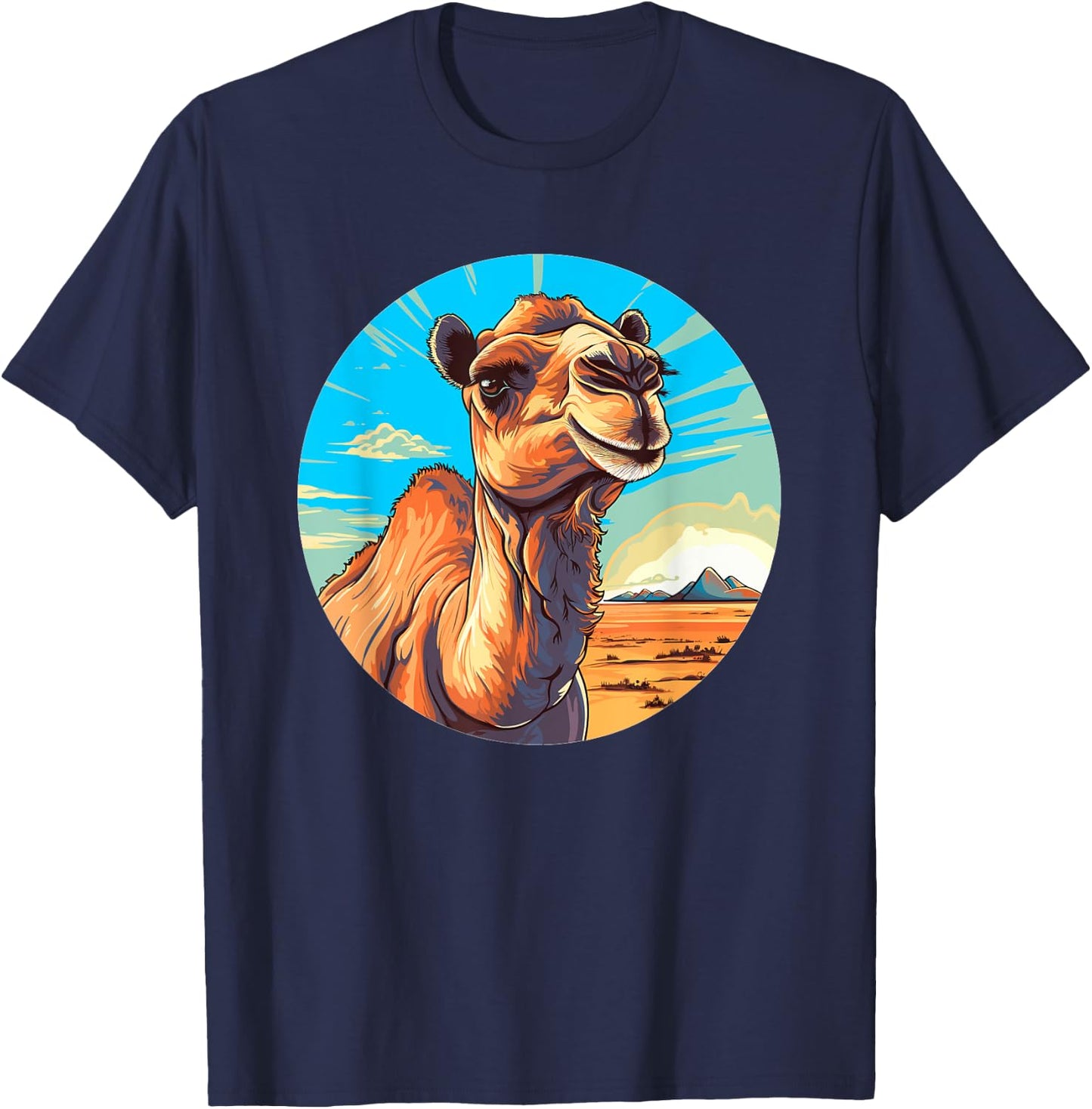 Beautiful camel in the desert landscape T-Shirt - T-Shirt | Navy