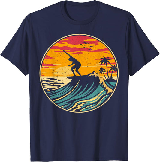 Beach Surfing Surfboard Vintage Surfer Retro Beach Surf T-Shirt - T-Shirt | Navy