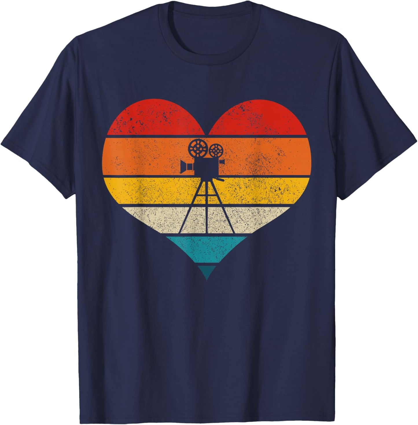 Film Director Filmmaker Camera Vintage Heart Gift T-Shirt - T-Shirt | Navy