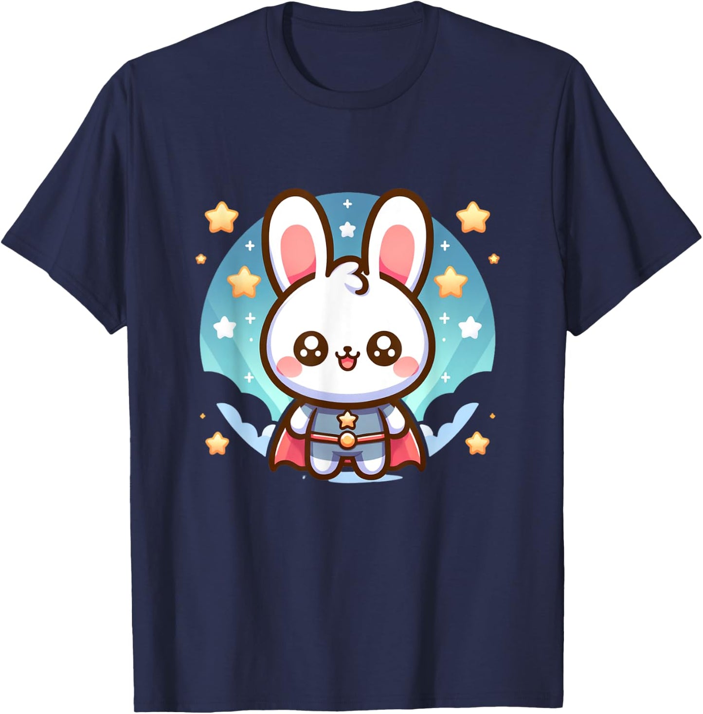 Cute Fluffy Super Hero Bunny Superhero Rabbit T-Shirt - T-Shirt | Navy