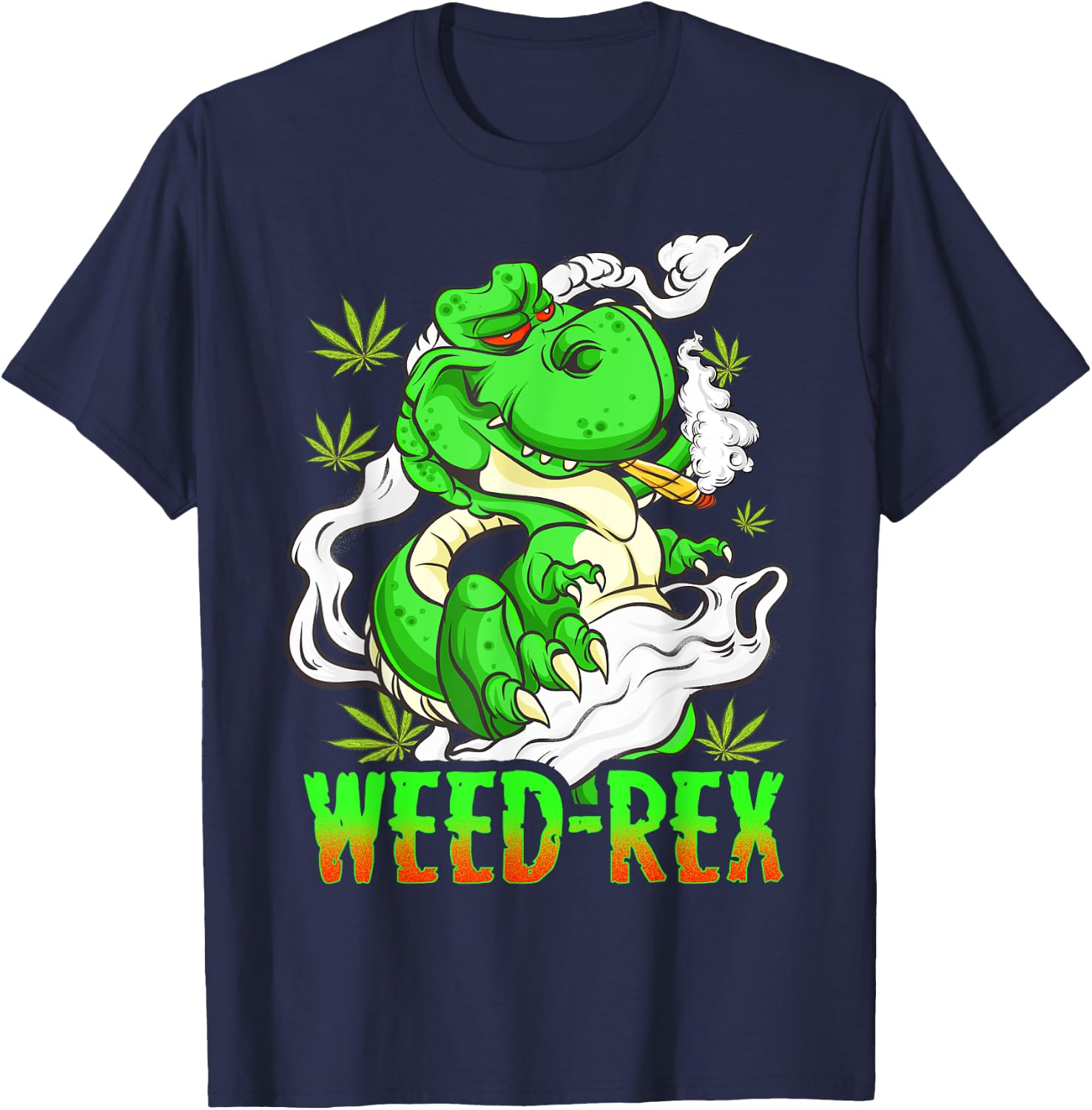 Marijuana Cannabis Dinosaur T Rex 420 Weed-Rex T-Shirt - T-Shirt | Navy