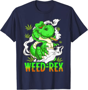Marijuana Cannabis Dinosaur T Rex 420 Weed-Rex T-Shirt - T-Shirt | Navy