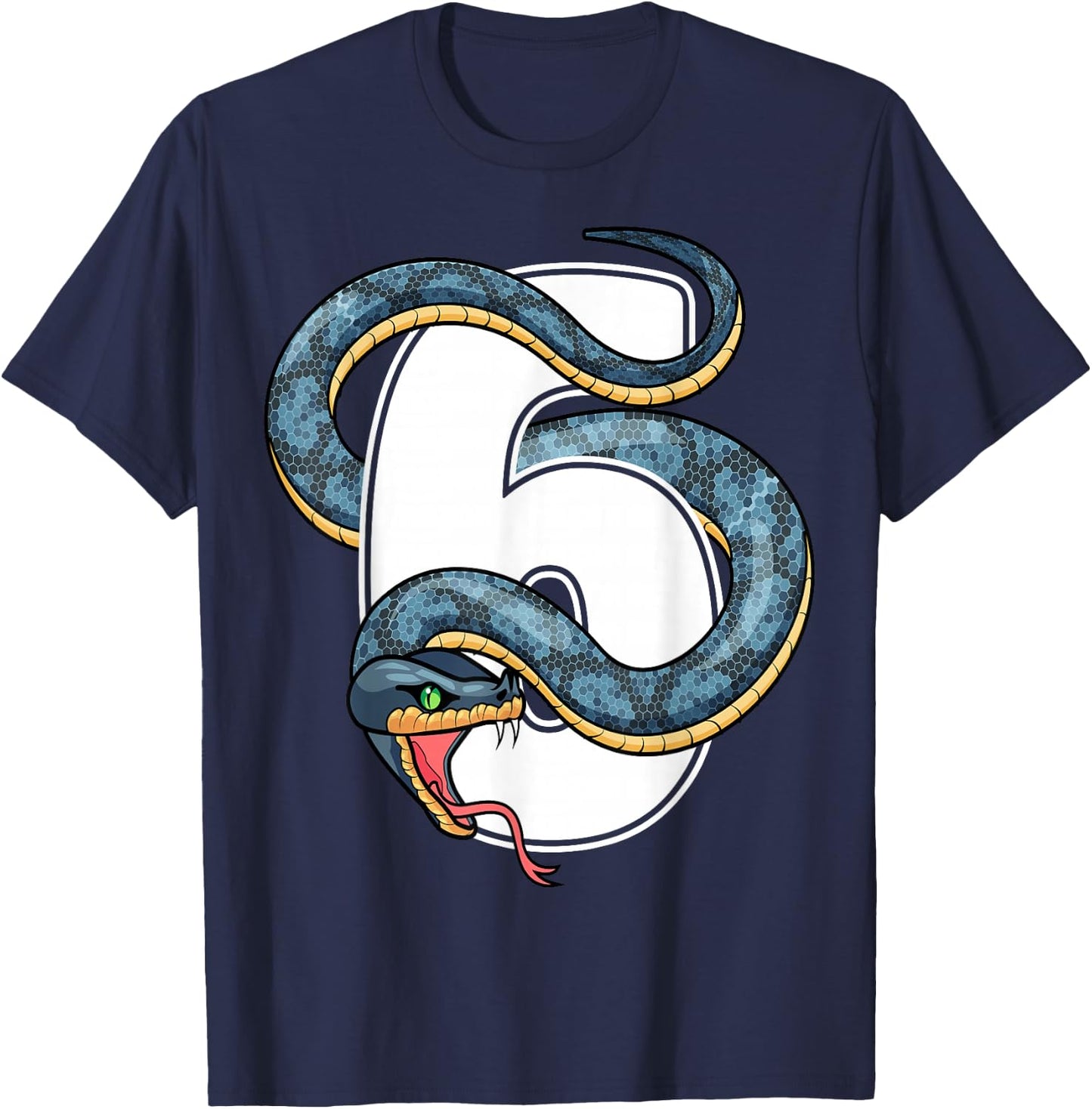 6th Birthday Snake Lover Six 6 Year Old Birthday Boy Girl T-Shirt - T-Shirt | Navy