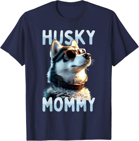 Husky Mommy Mom Mother's Day Wife Siberian Husky T-Shirt - T-Shirt | Navy