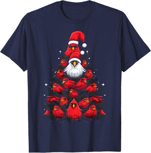 Cardinals Bird Christmas Tree Funny Cardinals Xmas T-Shirt - T-Shirt | Navy