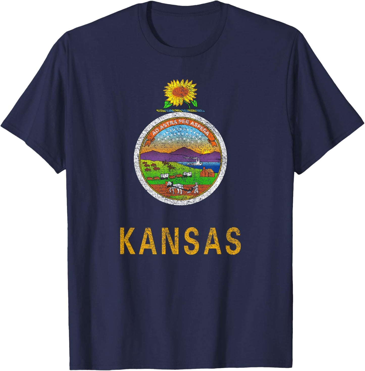 State of Kansas Flag The Sunflower State City Topeka Pride T-Shirt - T-Shirt | Navy