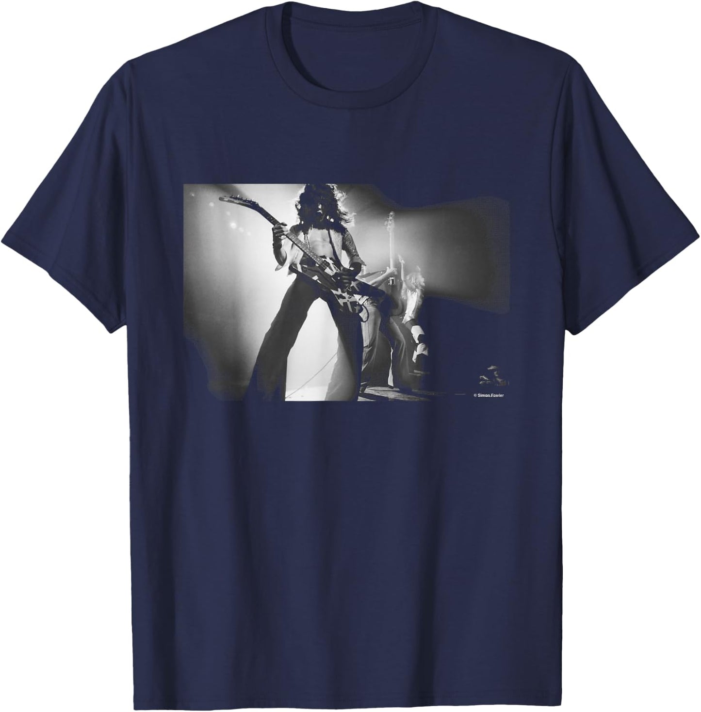 Eddie Van Halen Short With The Devil EVH Simon Fowler T-Shirt - T-Shirt | Navy