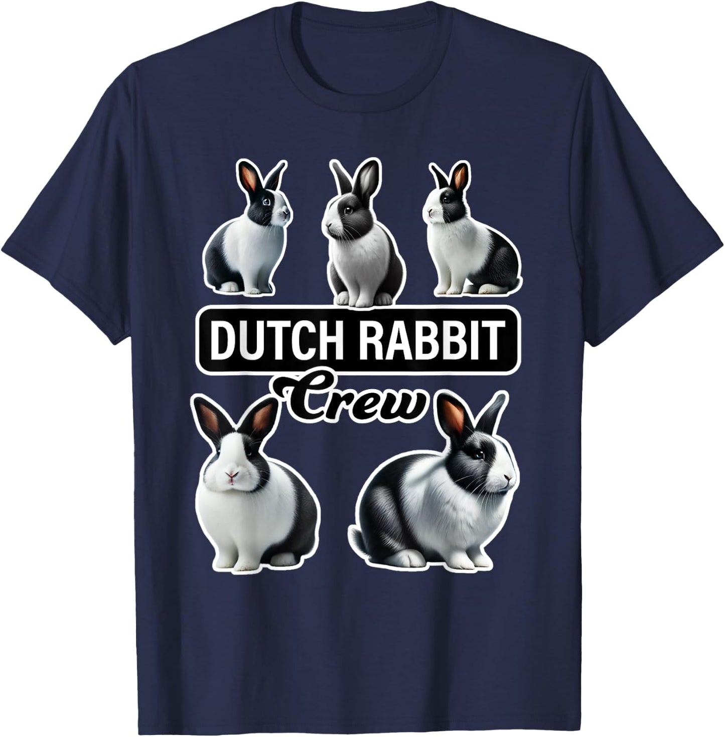Dutch Rabbit Crew Funny Bunny T-Shirt - T-Shirt | Navy