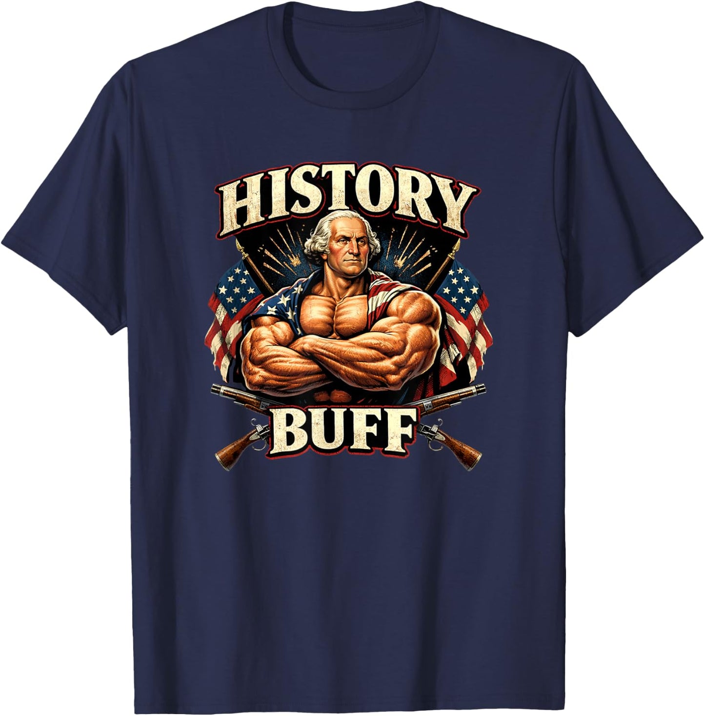 History Buff with George Washington T-Shirt - T-Shirt | Navy