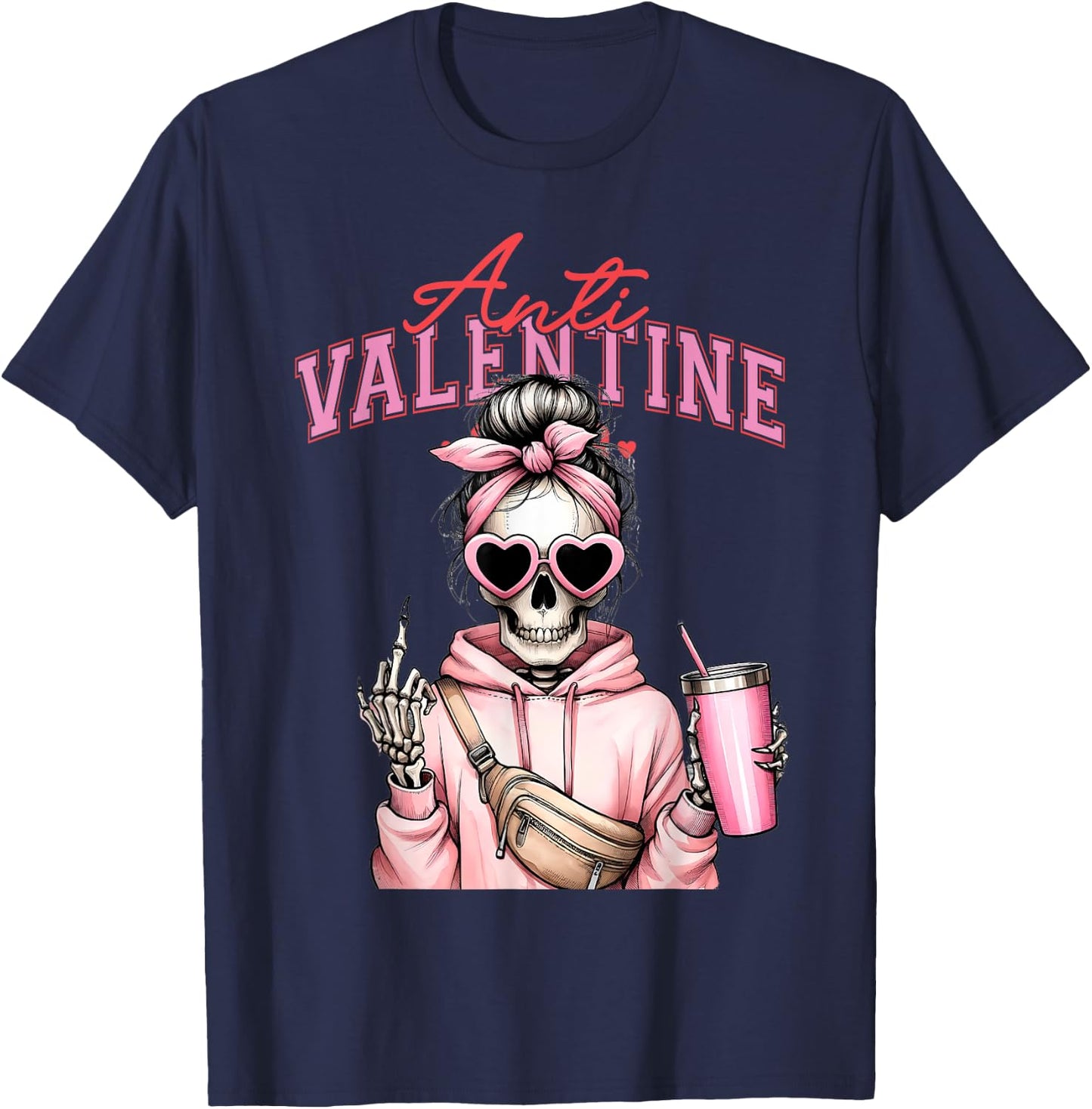 Funny Anti-Valentine's Day , black T-Shirt - T-Shirt | Navy