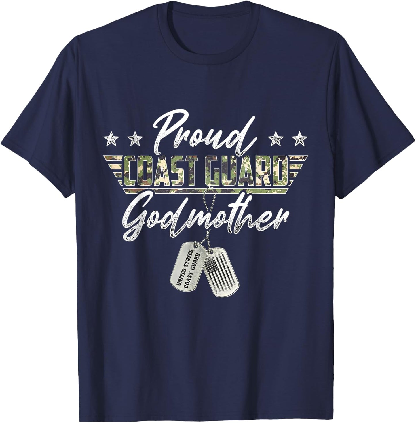 Proud Coast Guard Godmother American Military Gifts T-Shirt - T-Shirt | Navy