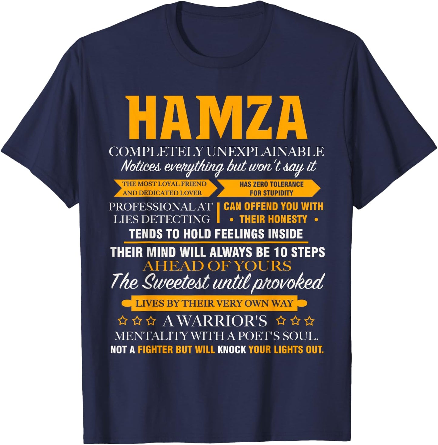 Hamza completely unexplainable name shirt Front Print 1kana T-Shirt - T-Shirt | Navy