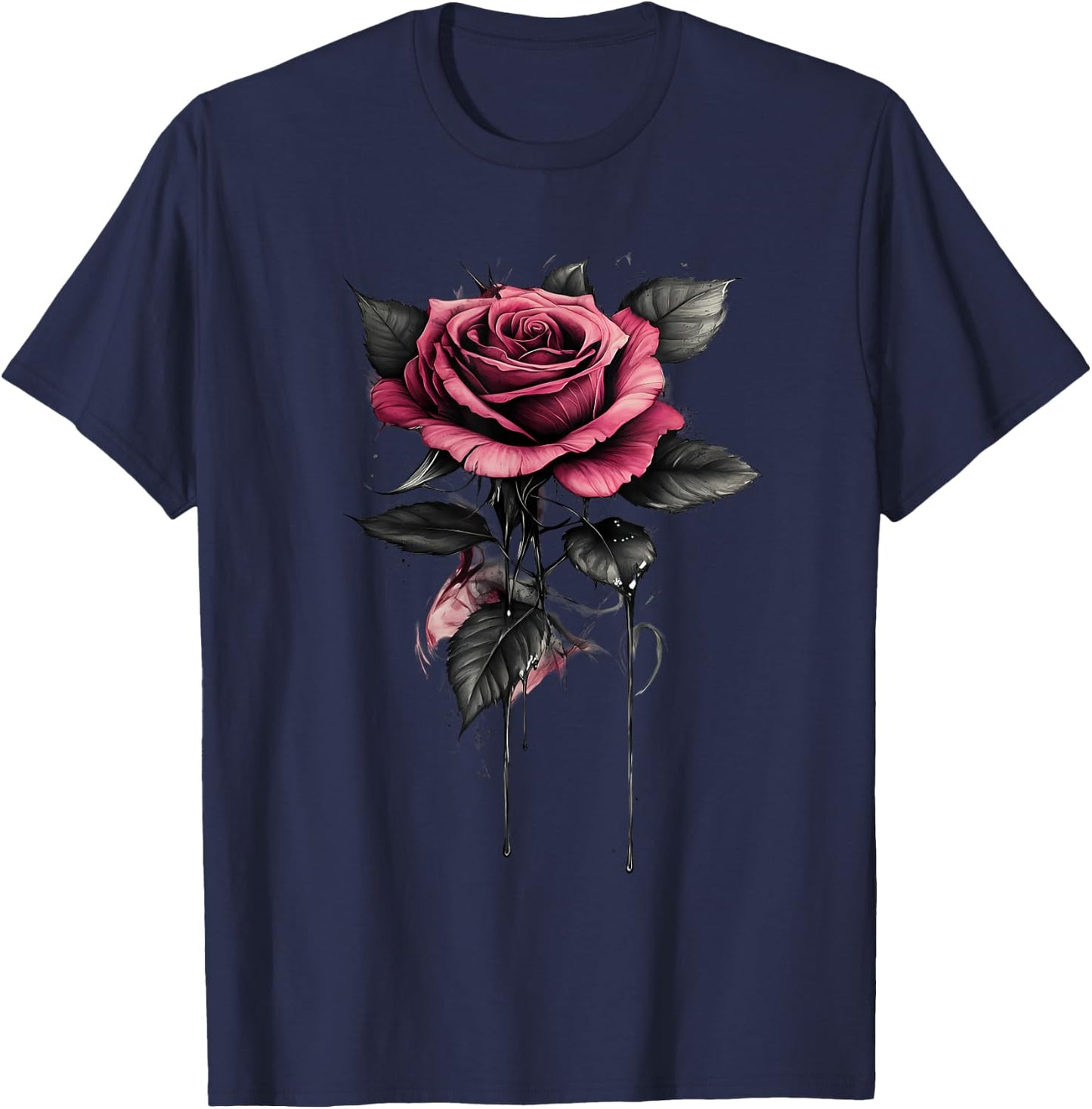Pink Rose Flower Botanist Garden Flower Rose T-Shirt - T-Shirt | Navy