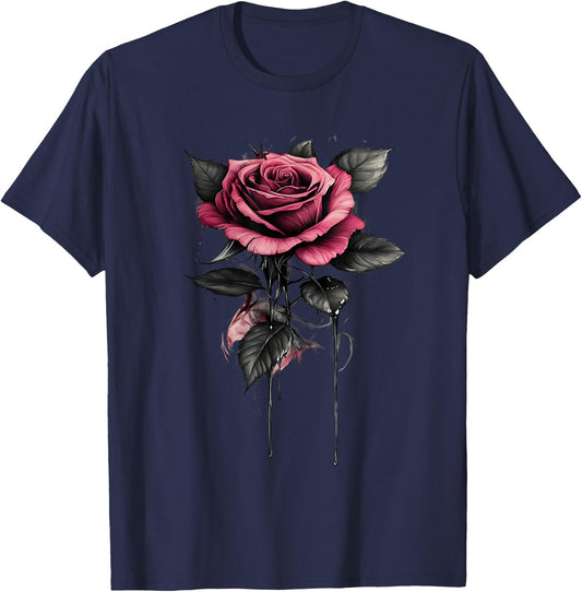 Pink Rose Flower Botanist Garden Flower Rose T-Shirt - T-Shirt | Navy