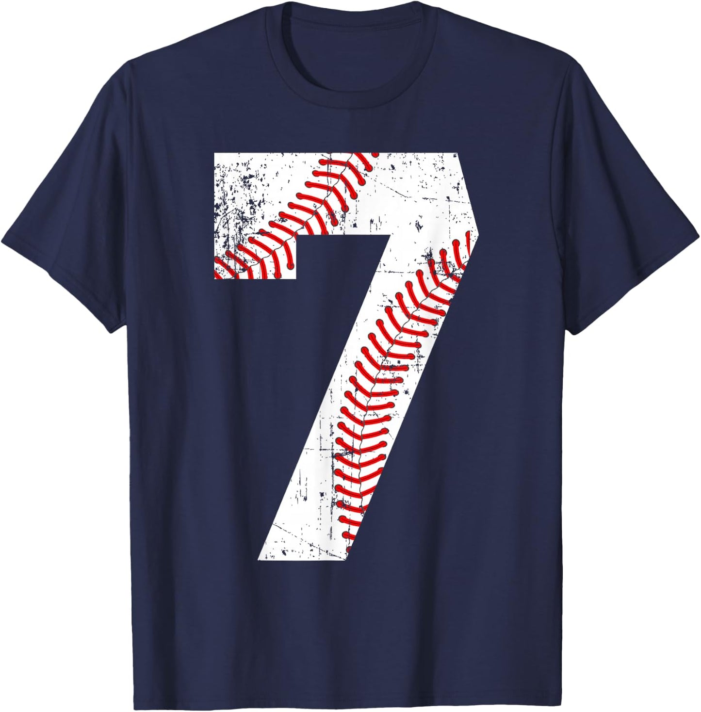 Vintage Baseball 7 Jersey Number T-Shirt - T-Shirt | Navy