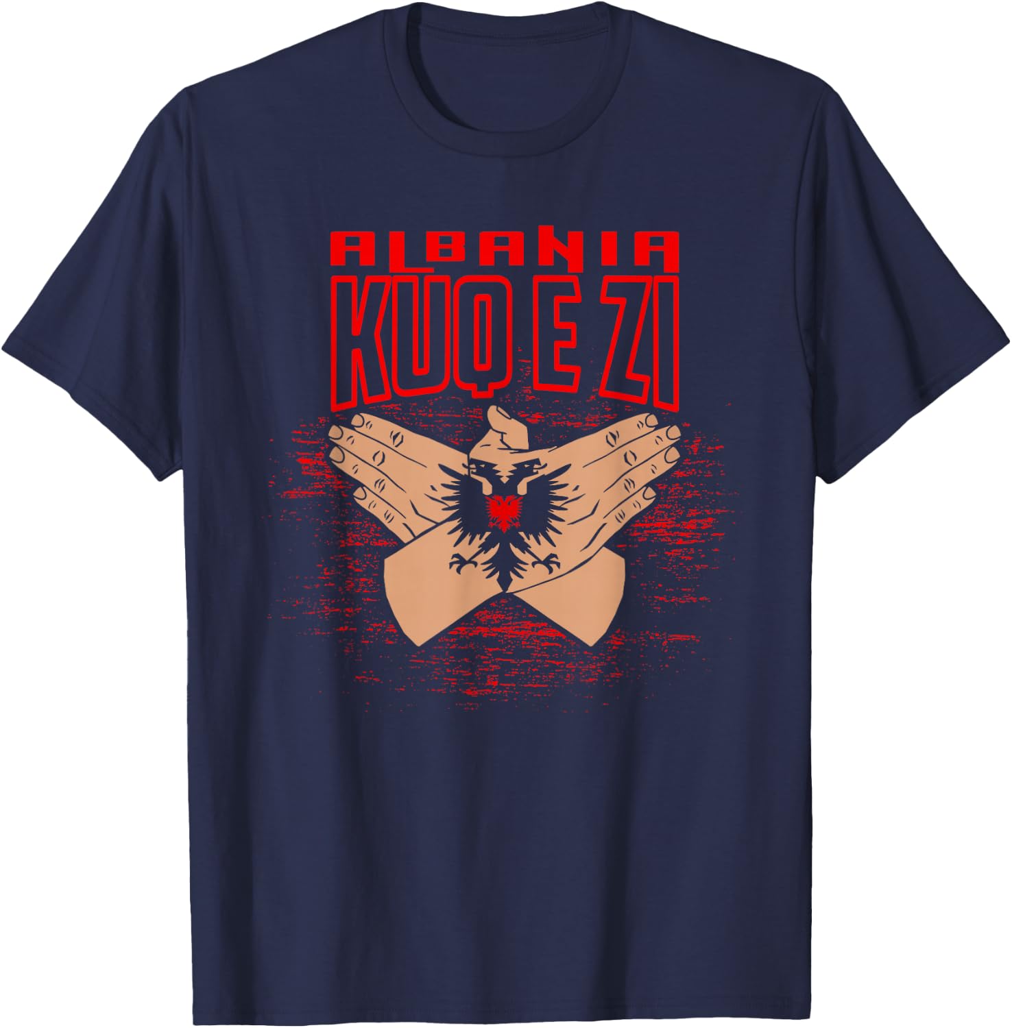 Double Eagle Hand Sign Kuq E Zi Albania T-Shirt - T-Shirt | Navy