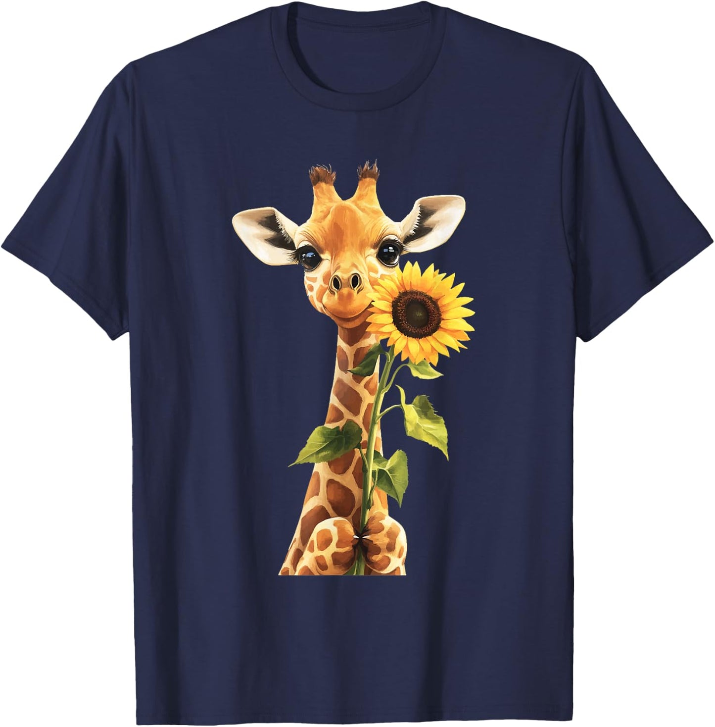 Giraffe Sunflower T-Shirt - T-Shirt | Navy