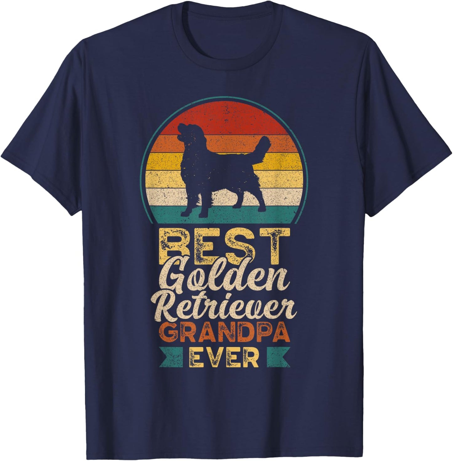Best Golden Retriever Grandpa Ever, Father's Day, Golden Dog T-Shirt - T-Shirt | Navy