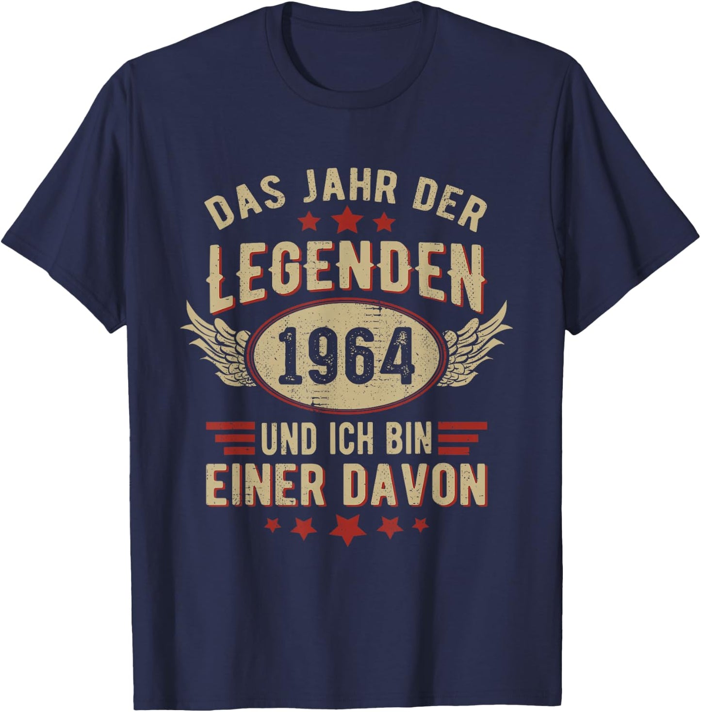 1964 Year of Legends Vintage 1964 Birthday Retro , black T-Shirt - T-Shirt | Navy