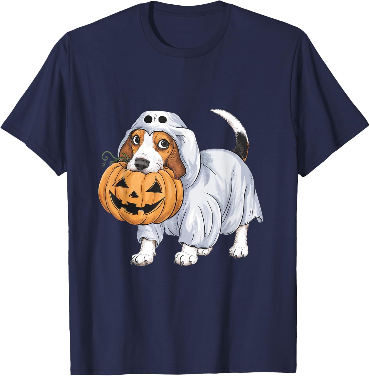 Beagle Ghost Dog Halloween T-Shirt - T-Shirt | Navy