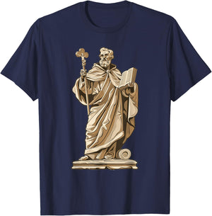Saint Augustine Of Hippo On A Stone Slab T-Shirt - T-Shirt | Navy