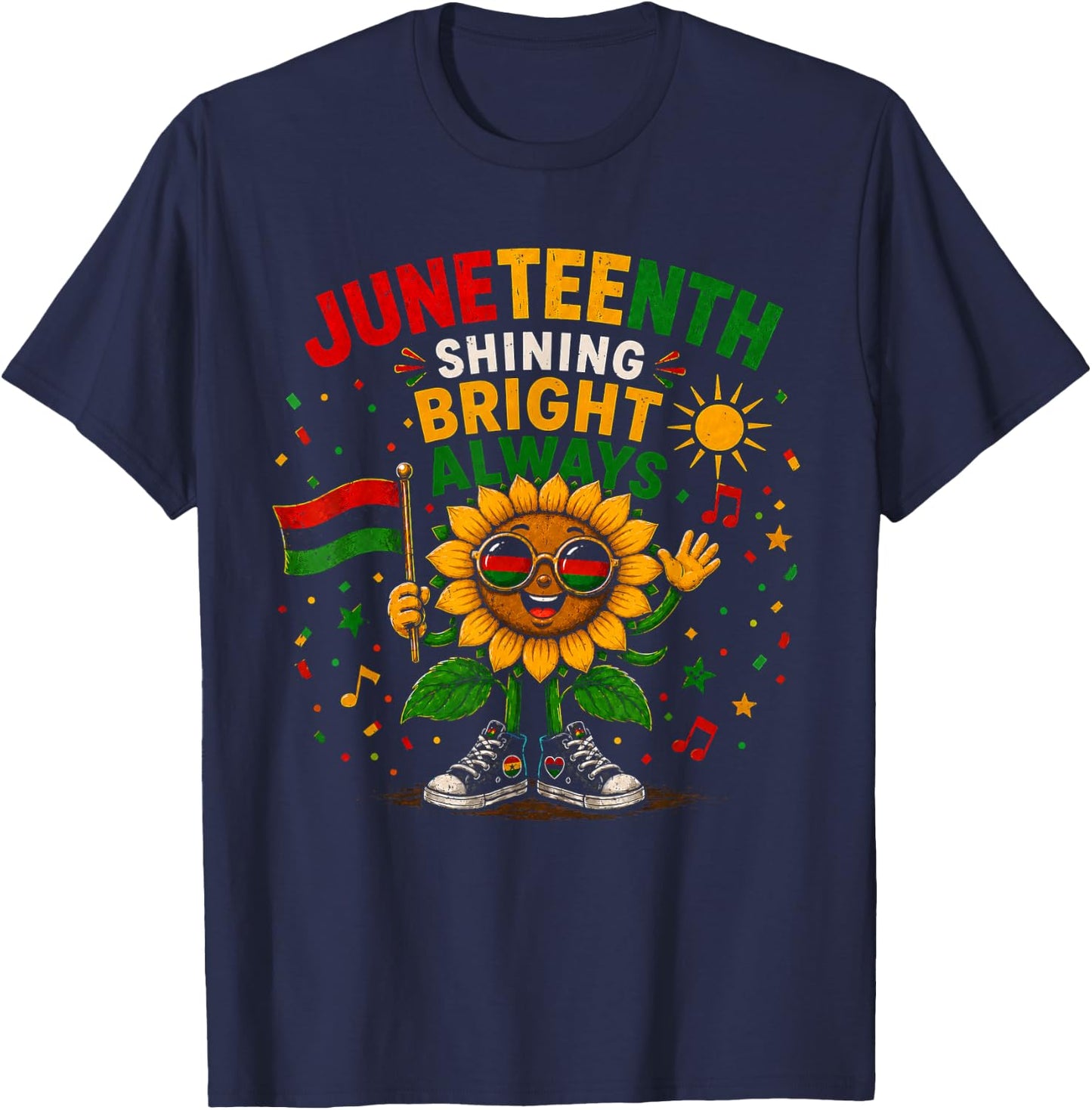 Juneteenth Shining Bright Always Black History T-Shirt - T-Shirt | Navy