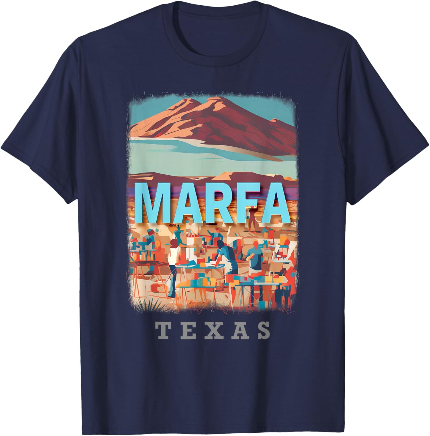 Marfa Texas TX Artistic Oasis SD179 T-Shirt - T-Shirt | Navy