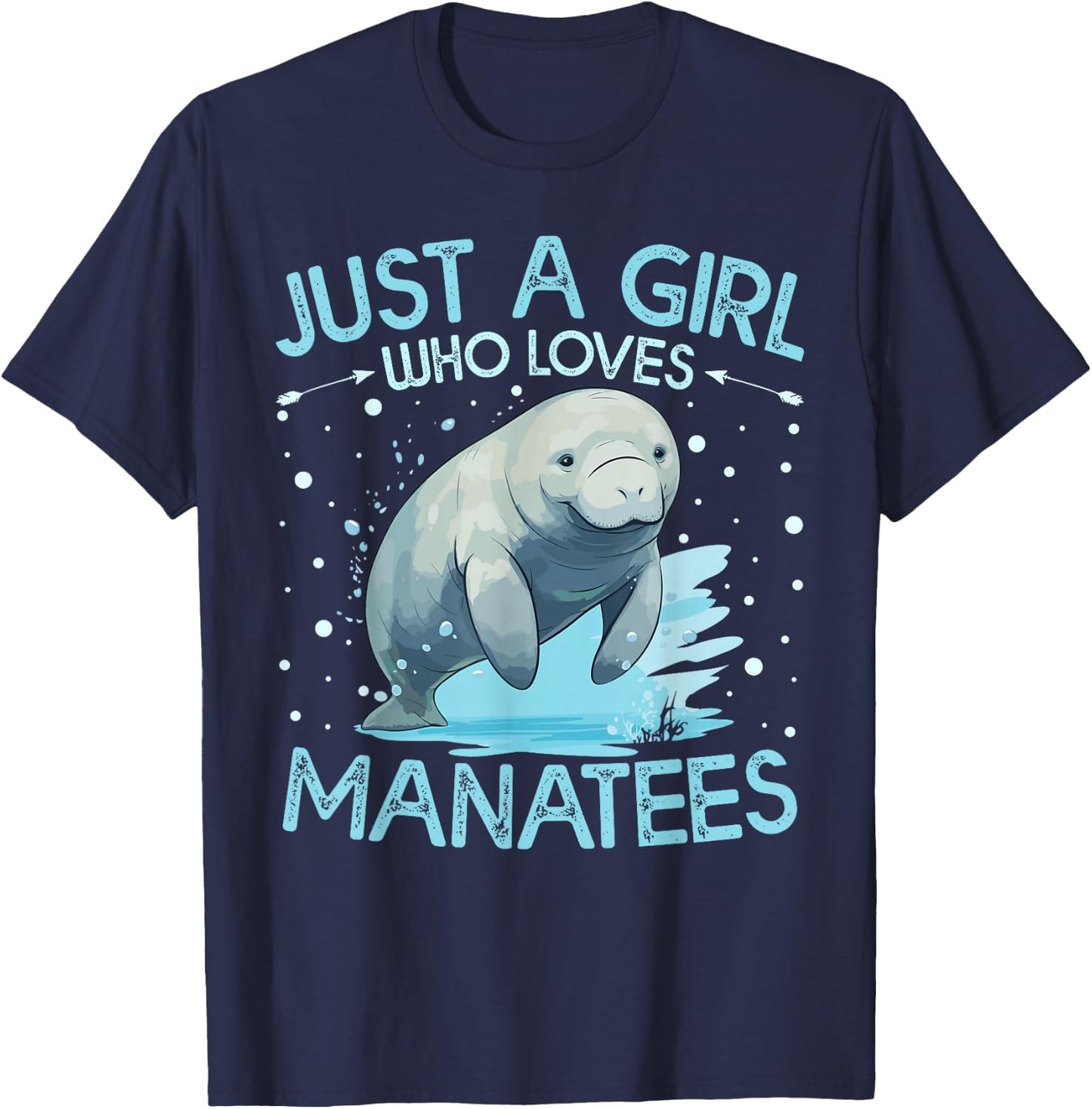 Floral Manatee Just A Girl Who Loves Manatee T-Shirt - T-Shirt | Navy