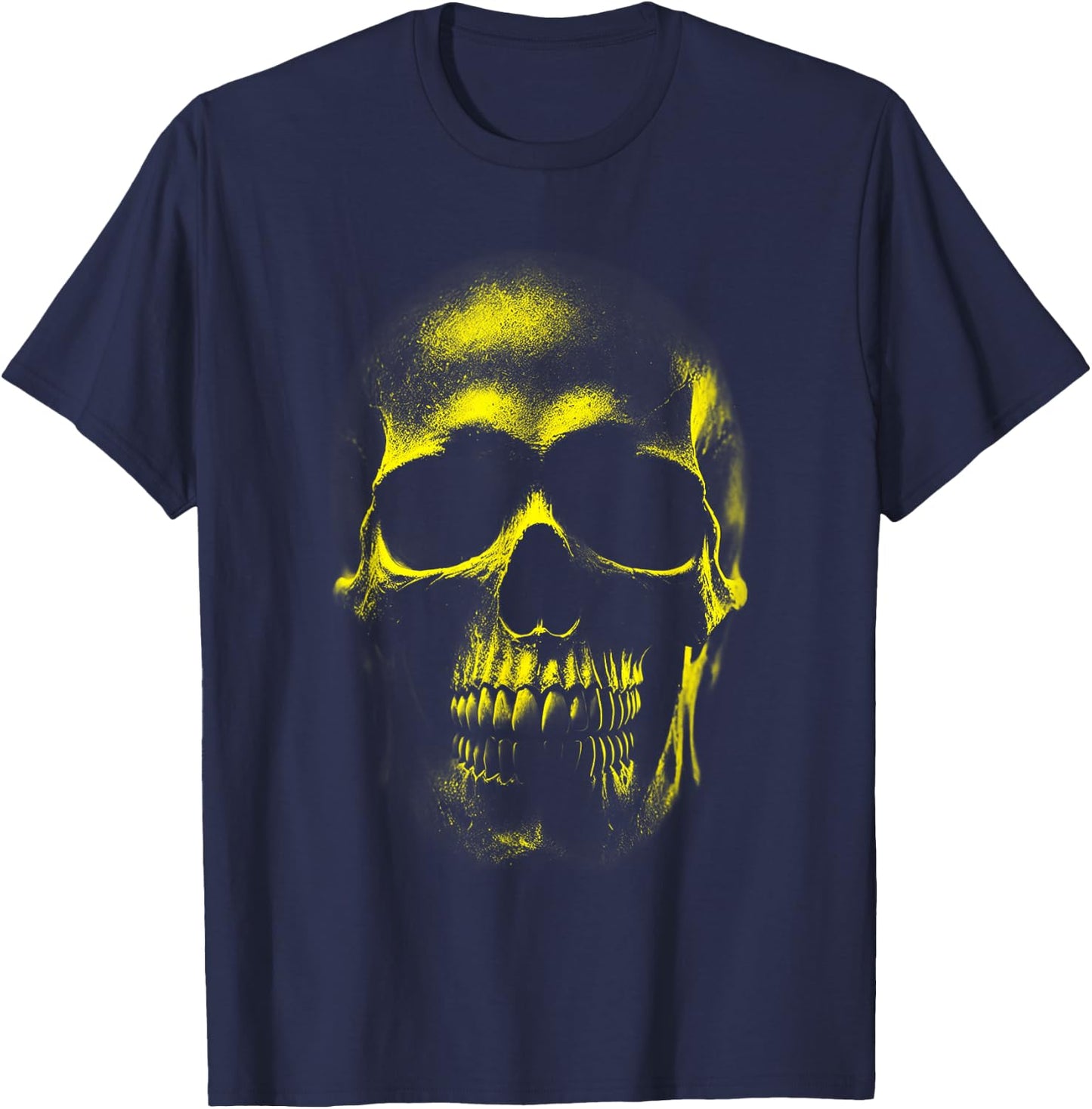 Yellow Skull Skull Head T-Shirt - T-Shirt | Navy