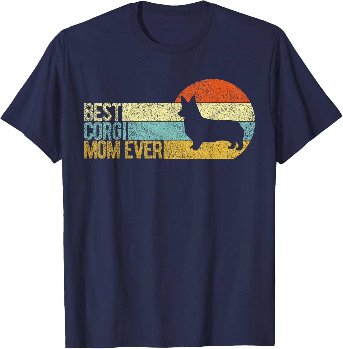 Best Corgi Mom Ever Corgi Mama Dog Mom Retro Women Kids T-Shirt - T-Shirt | Navy
