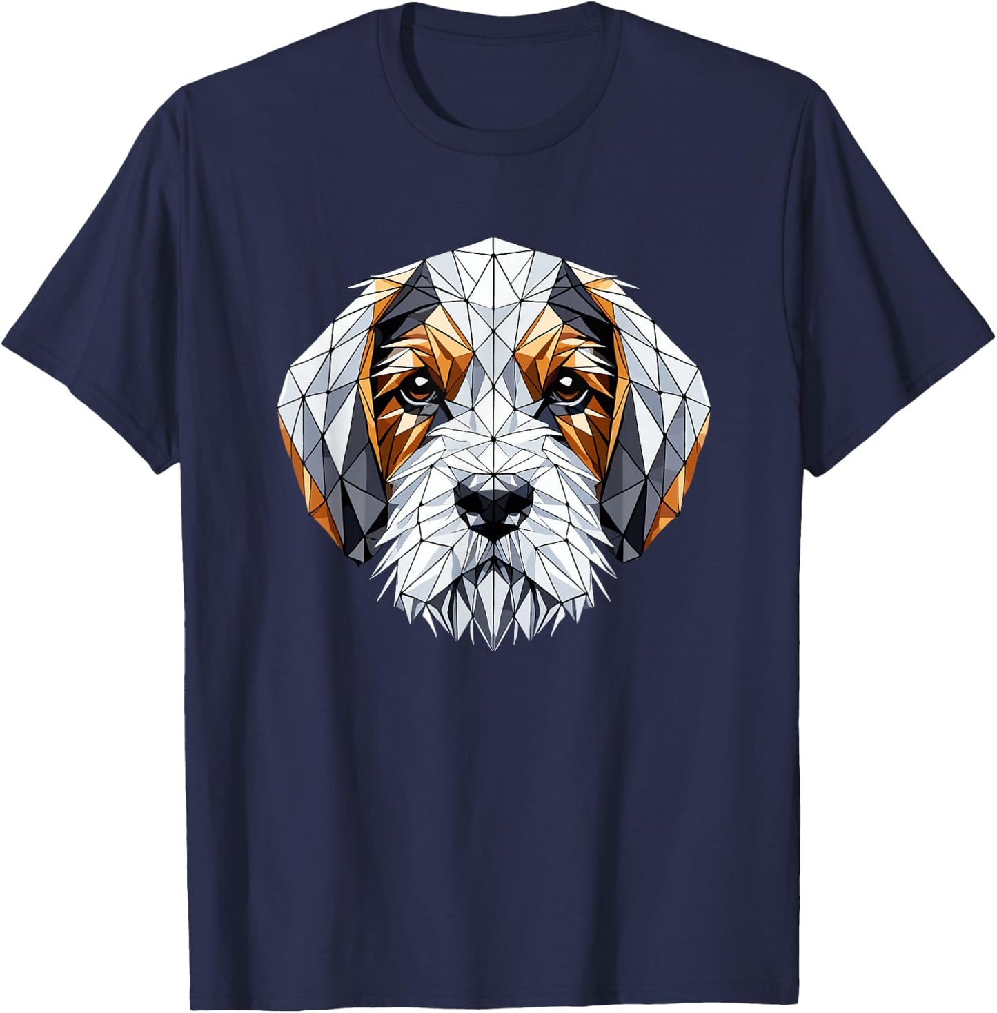 Geometric Art Petit Basset Griffon Vendéen PBGV T-Shirt - T-Shirt | Navy