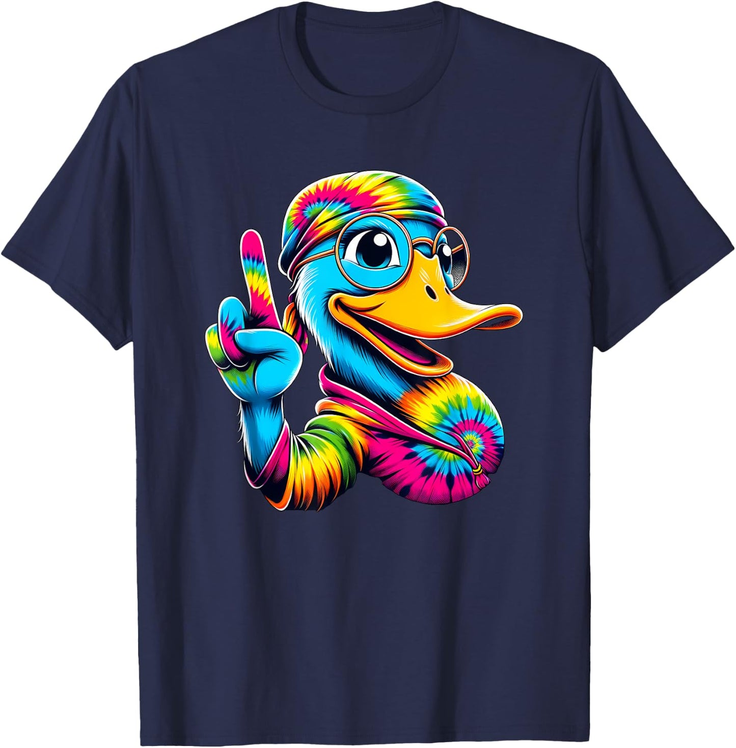 Peace Sign Tie Dye Duck T-Shirt - T-Shirt | Navy