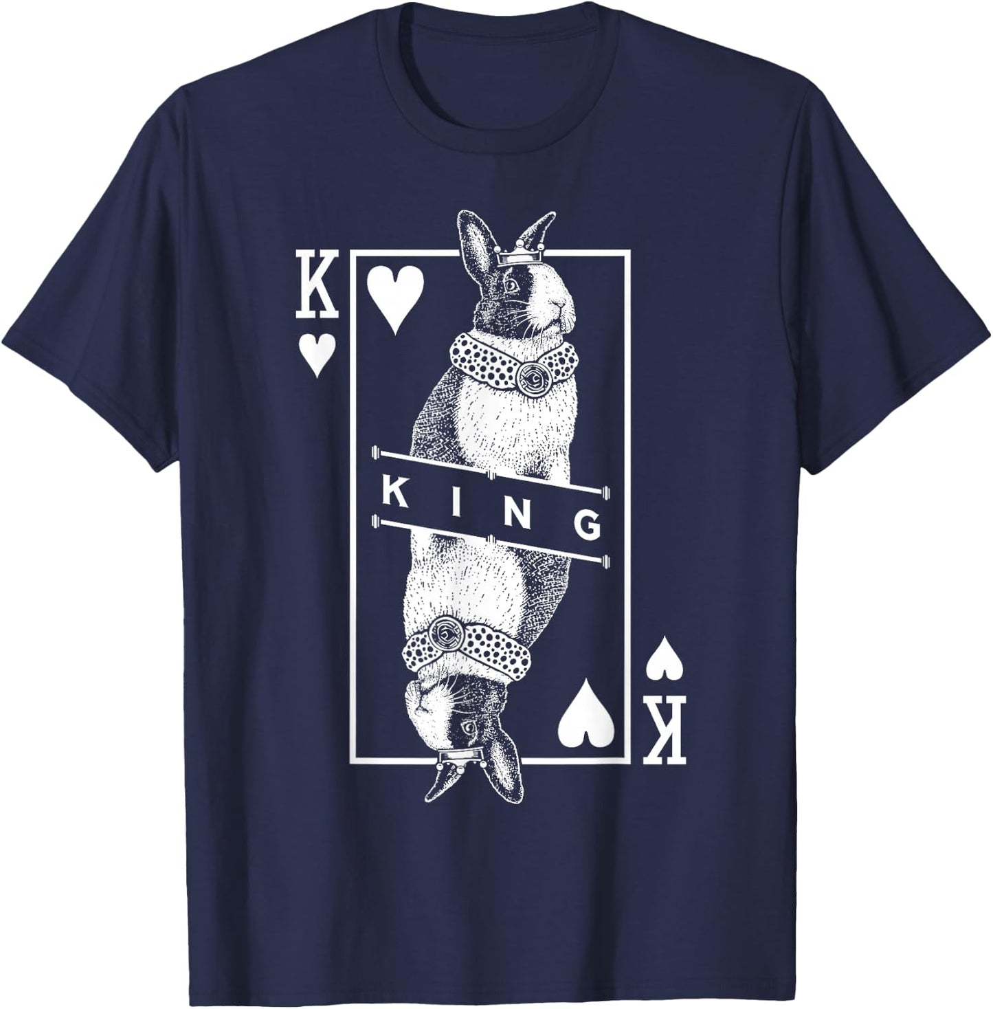 Dutch Bunny Rabbit King Of Hearts Funny Pet Pop Art T-Shirt - T-Shirt | Navy