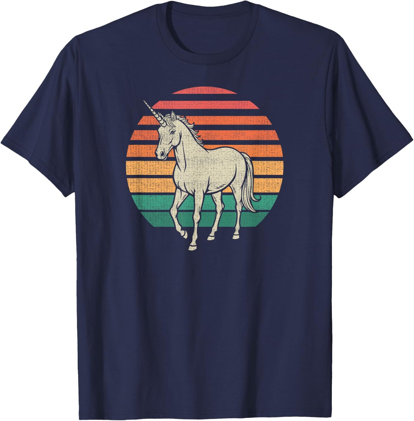 Unicorn Retro 70s T-Shirt - T-Shirt | Navy