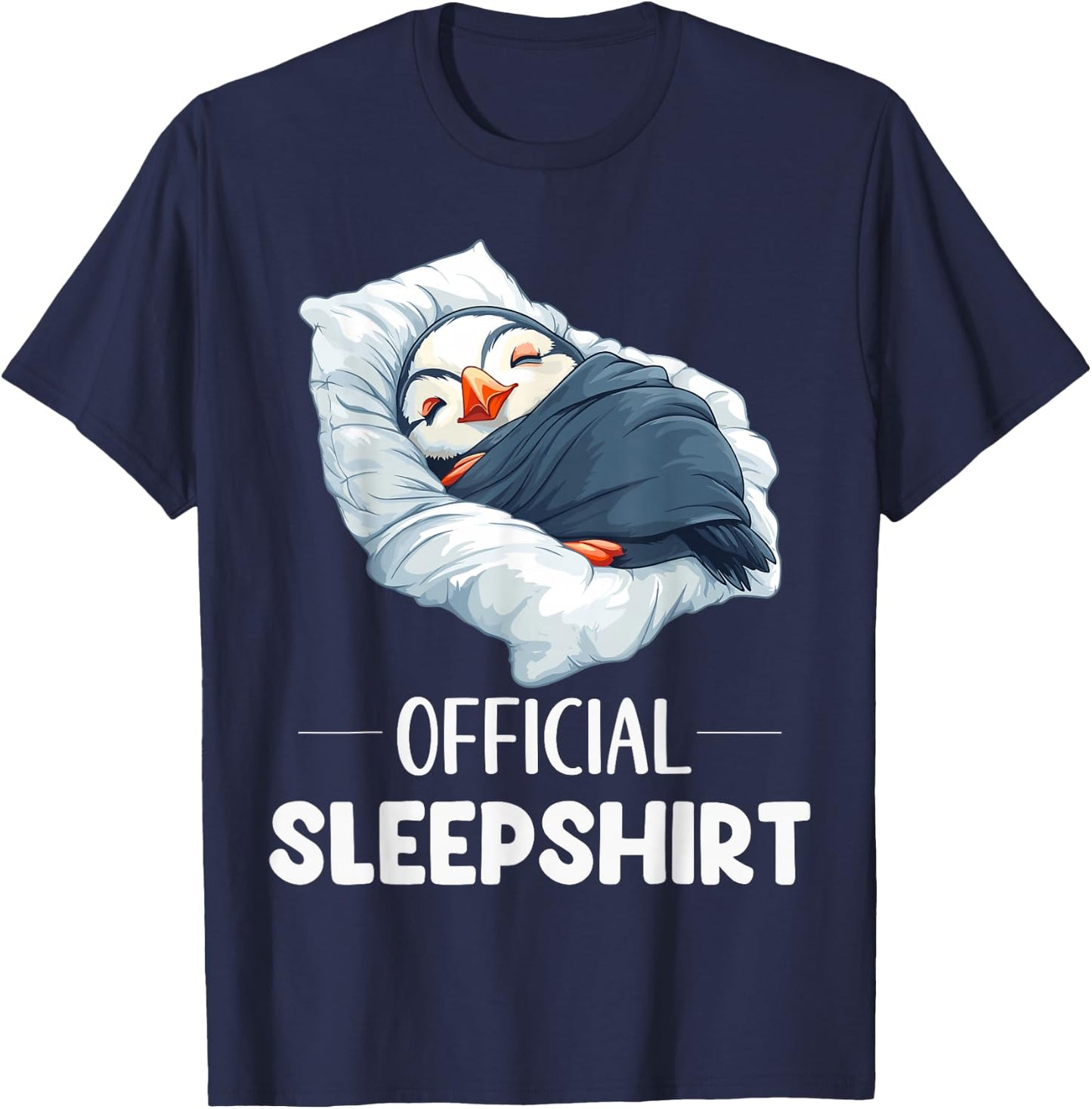 Official Sleepshirt Cute Sleeping Puffin Animal Lover Pajama T-Shirt - T-Shirt | Navy