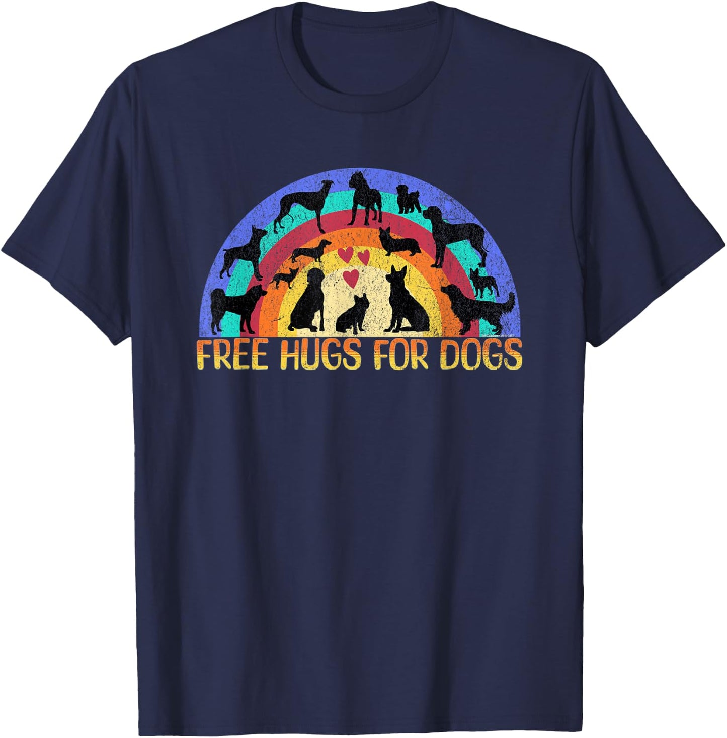 Funny cute unique Free Hugs for Dogs design for dog lovers T-Shirt - T-Shirt | Navy