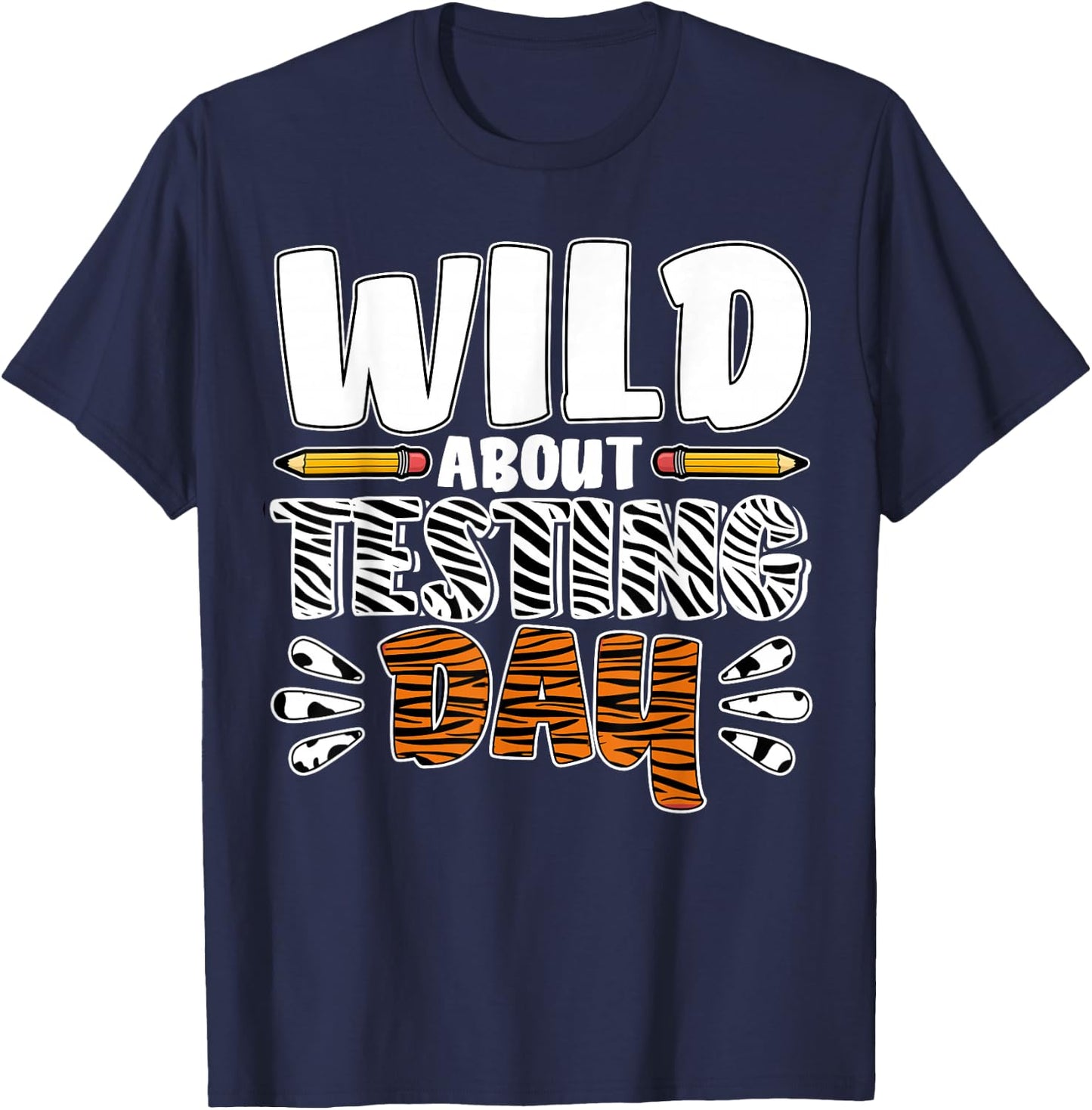 Wild About Testing Day Women Leopard Teacher Test Day T-Shirt - T-Shirt | Navy