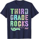Retro THIRD GRADE ROCKS Student Rockstar Teacher 3rd Grader T-Shirt - T-Shirt | Navy